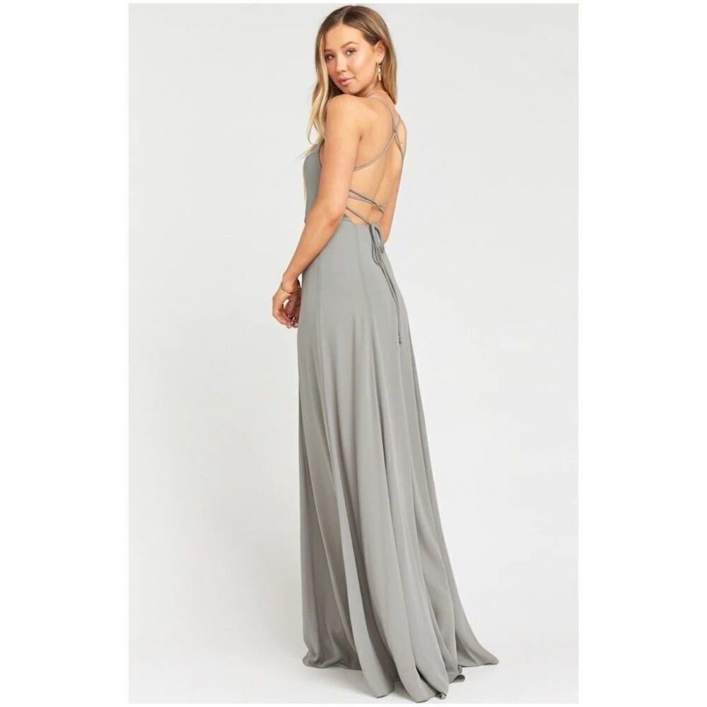 NWT Show Me Your Mumu Godshaw Goddess Gown Bridesmaid Dress Charcoal Size L - Picture 2 of 12